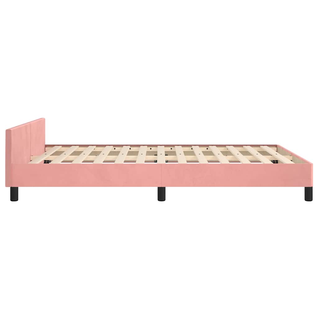 Bed frame with headboard without mattress pink 140x200 cm velvet