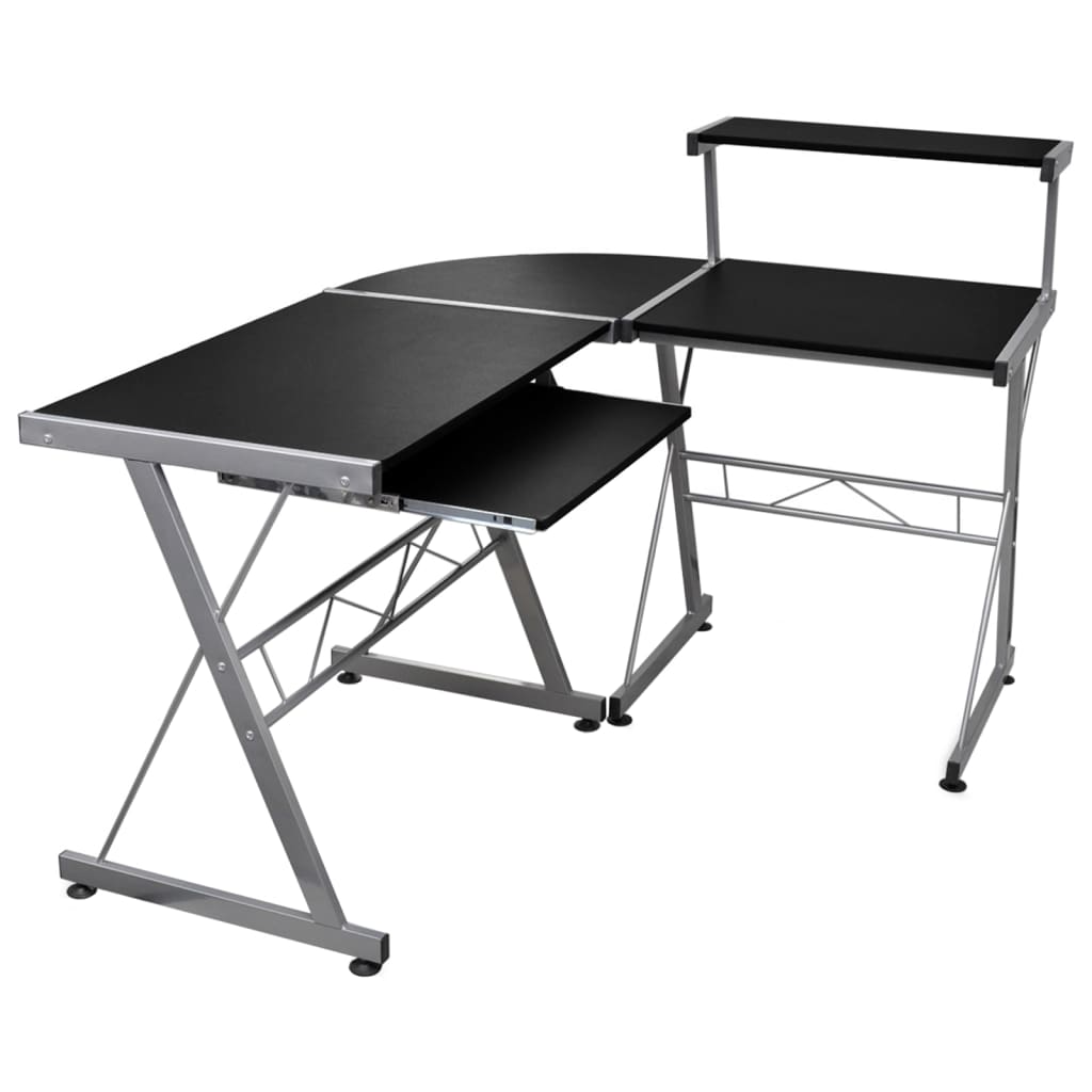 Corner computer desk black 132x112x99 cm wood-based material