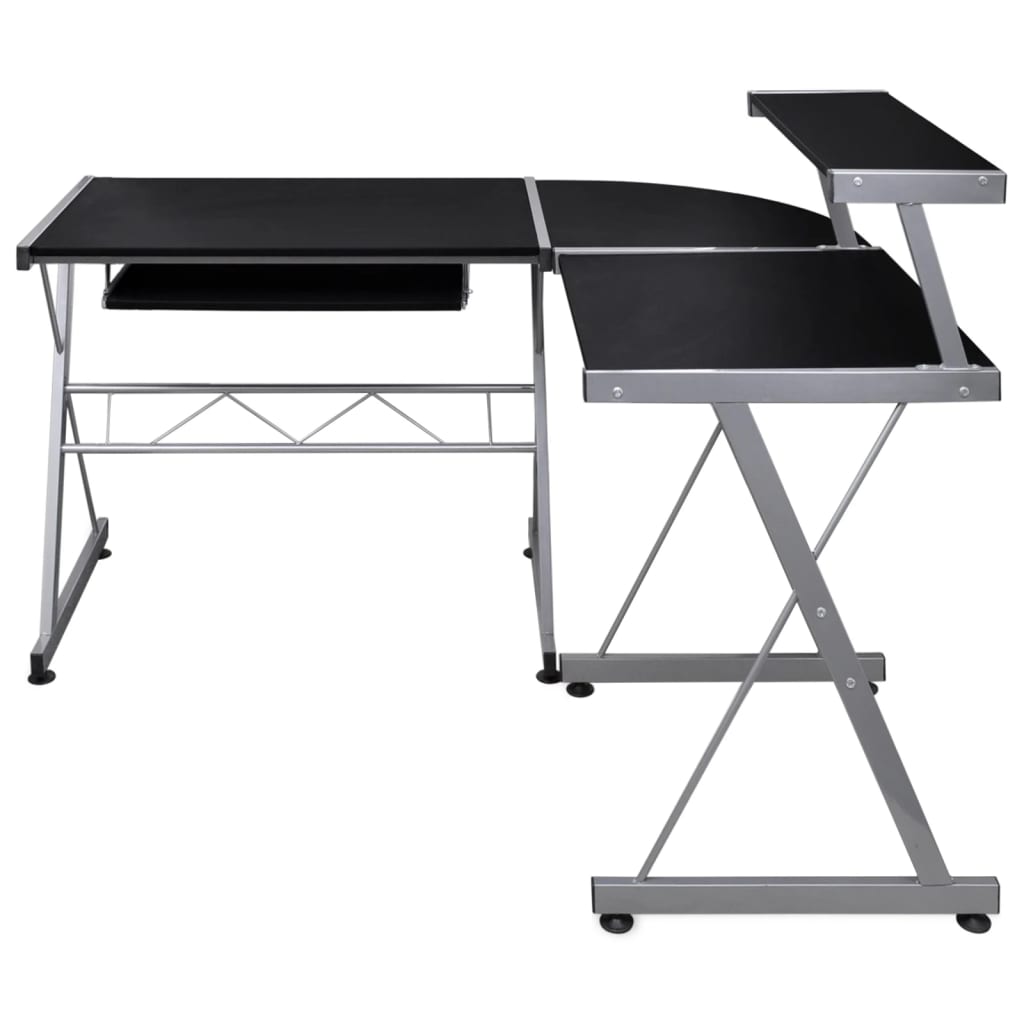 Corner computer desk black 132x112x99 cm wood-based material