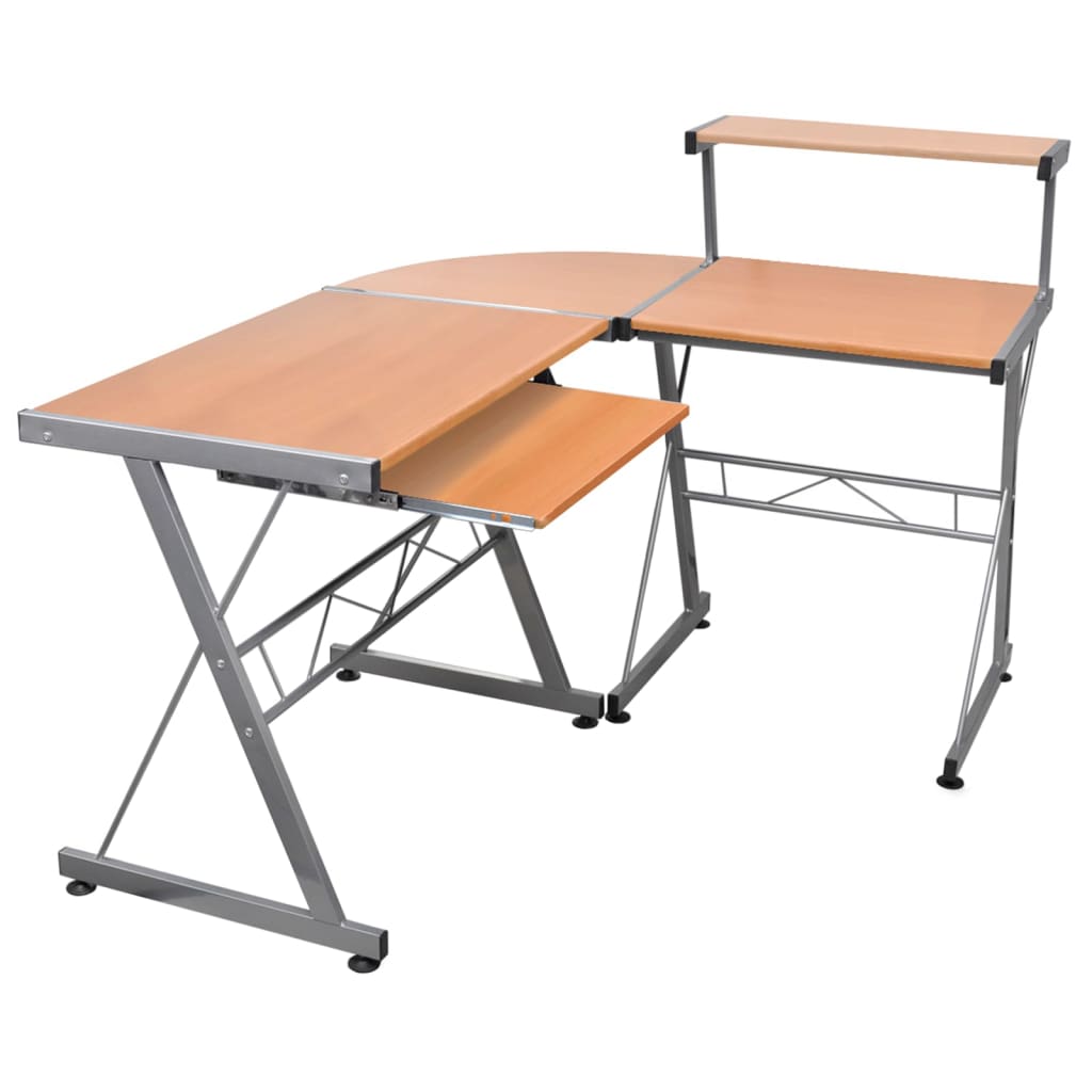 Corner computer desk brown 132x112x99 cm wood-based material
