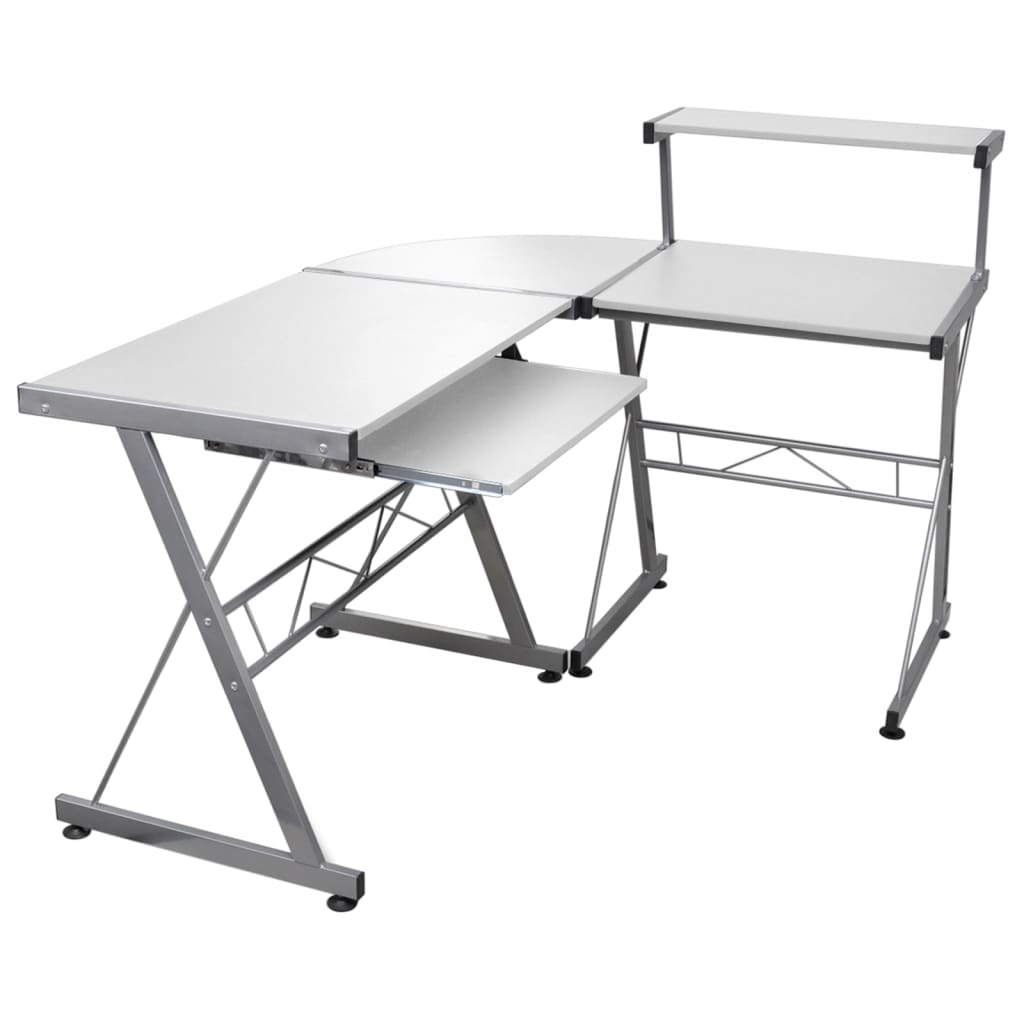 Corner computer desk white 132x112x99 cm wood-based material