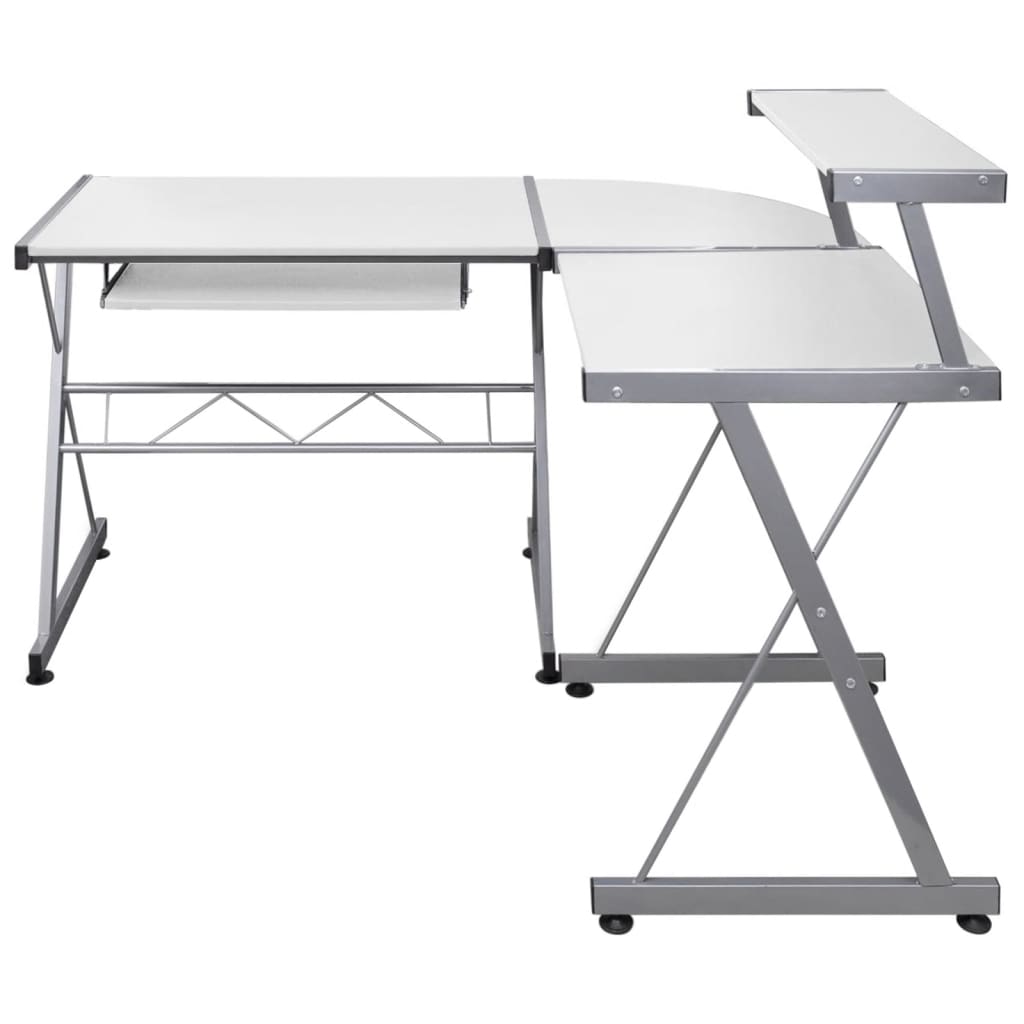 Corner computer desk white 132x112x99 cm wood-based material