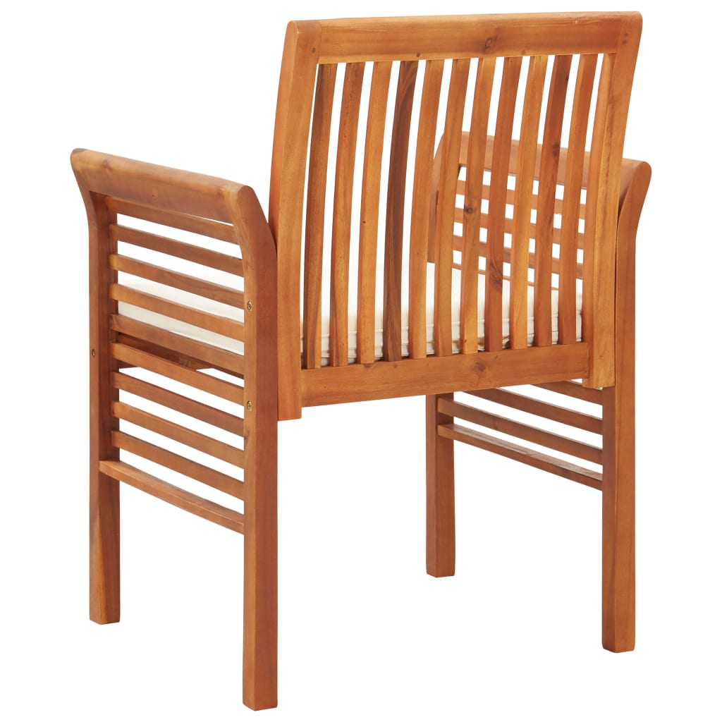 Garden dining chairs with cushions, 4 pieces, solid acacia wood