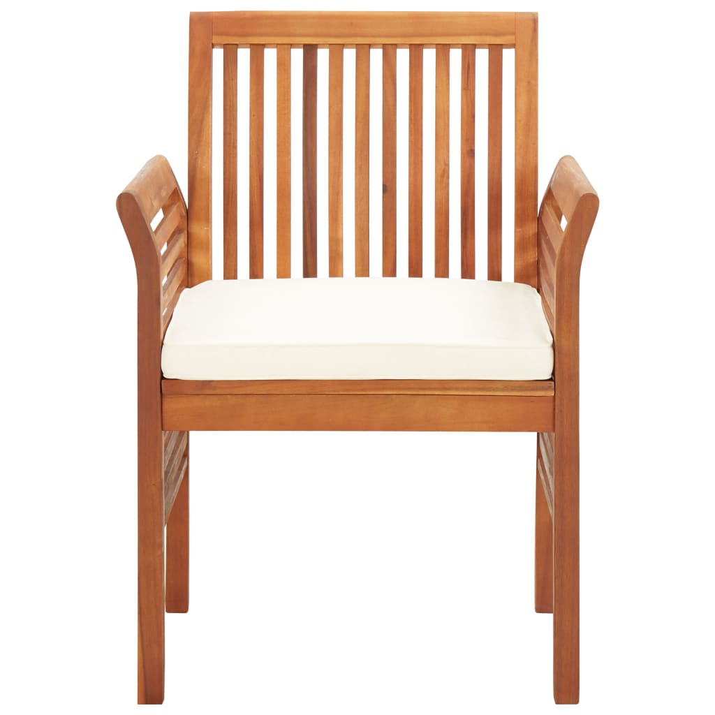 Garden dining chairs with cushions 8 pcs. Solid acacia wood