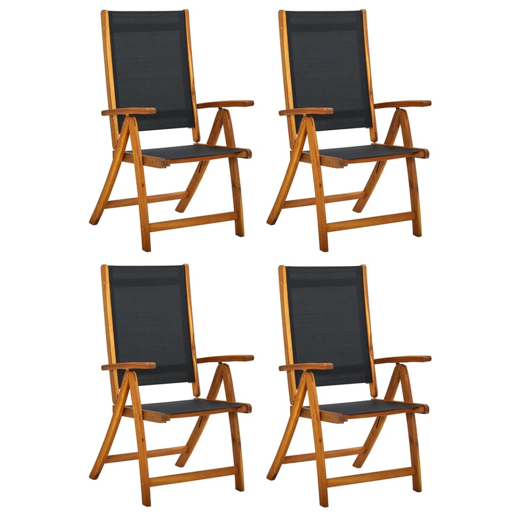 Garden chairs 4 pcs. Foldable solid wood acacia and textilene
