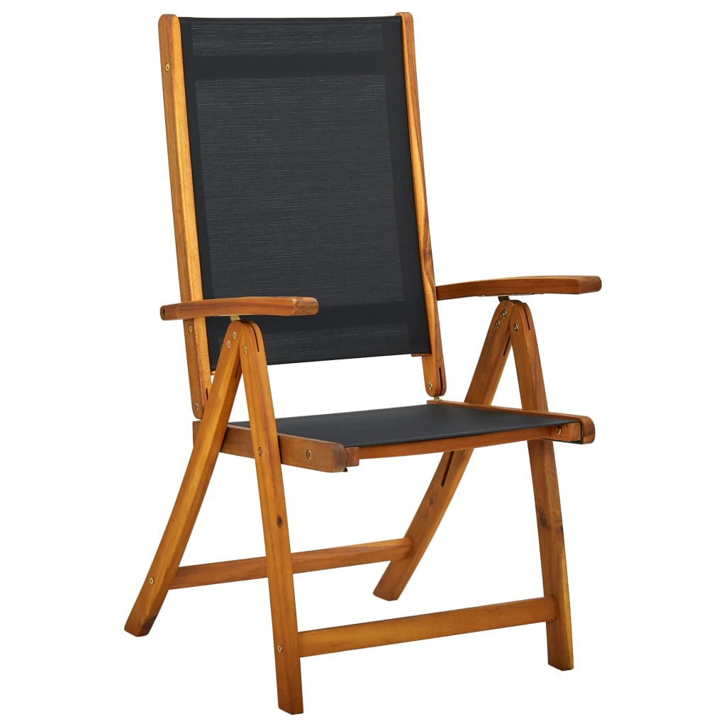 Garden chairs 4 pcs. Foldable solid wood acacia and textilene