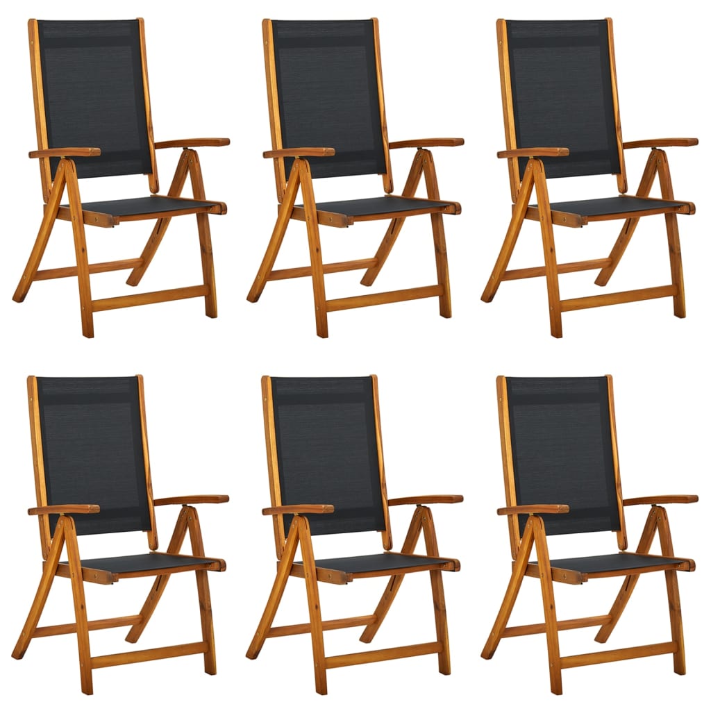 Garden chairs 6 pcs. Foldable solid wood acacia and textilene