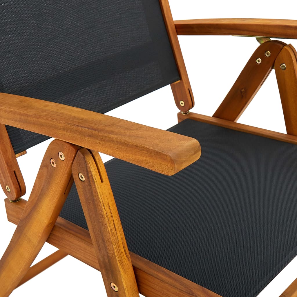 Garden chairs 6 pcs. Foldable solid wood acacia and textilene