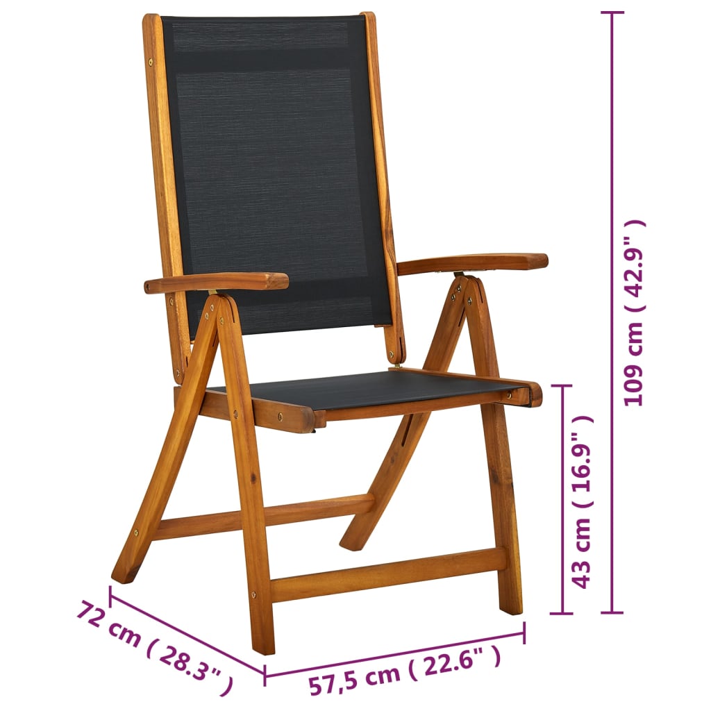 Garden chairs 6 pcs. Foldable solid wood acacia and textilene