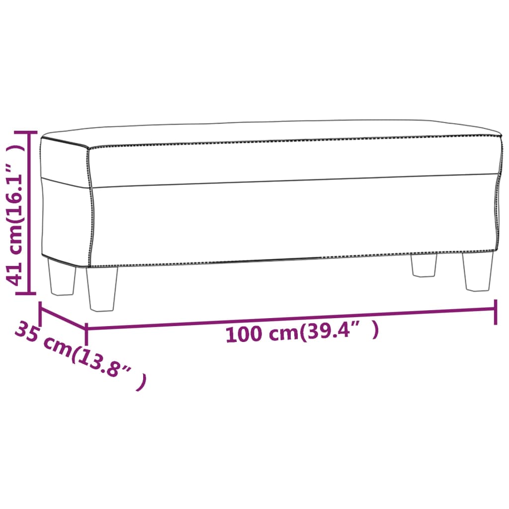 Bench light grey 100x35x41 cm fabric