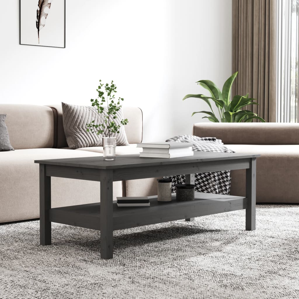 Coffee Table Grey 110x50x40 cm Solid Pine