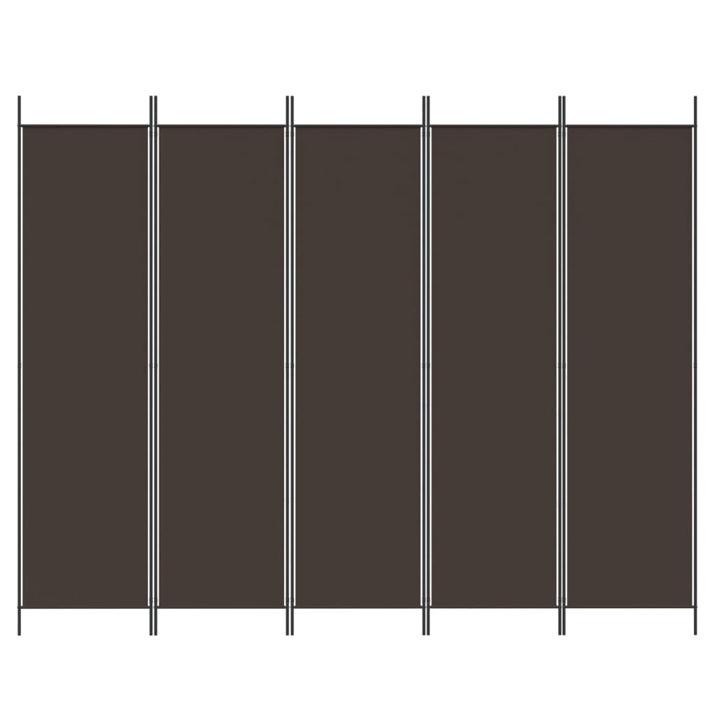 5-tlg. Paravent Braun 250x200 cm Stoff