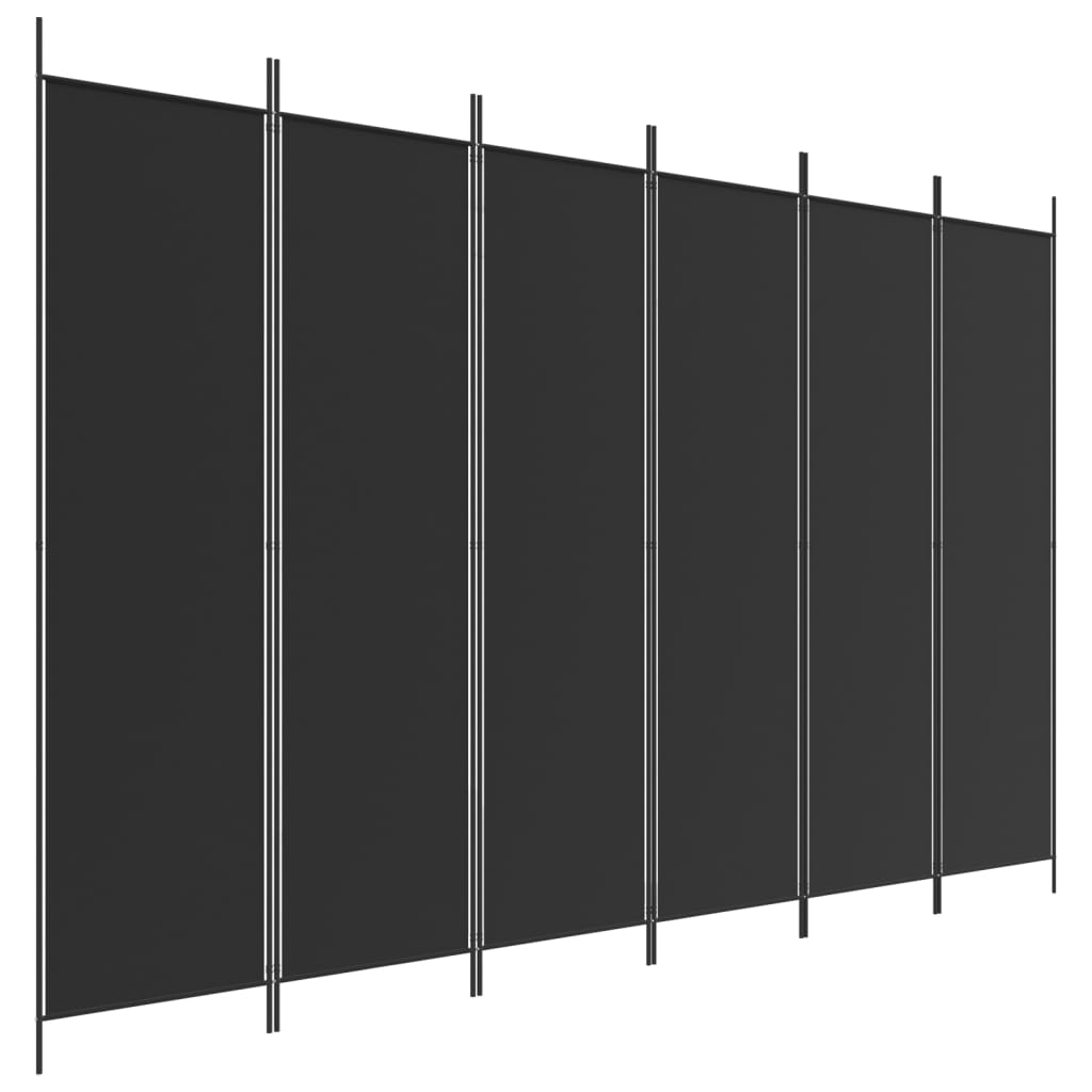 6-tlg. Paravent Schwarz 300x200 cm Stoff