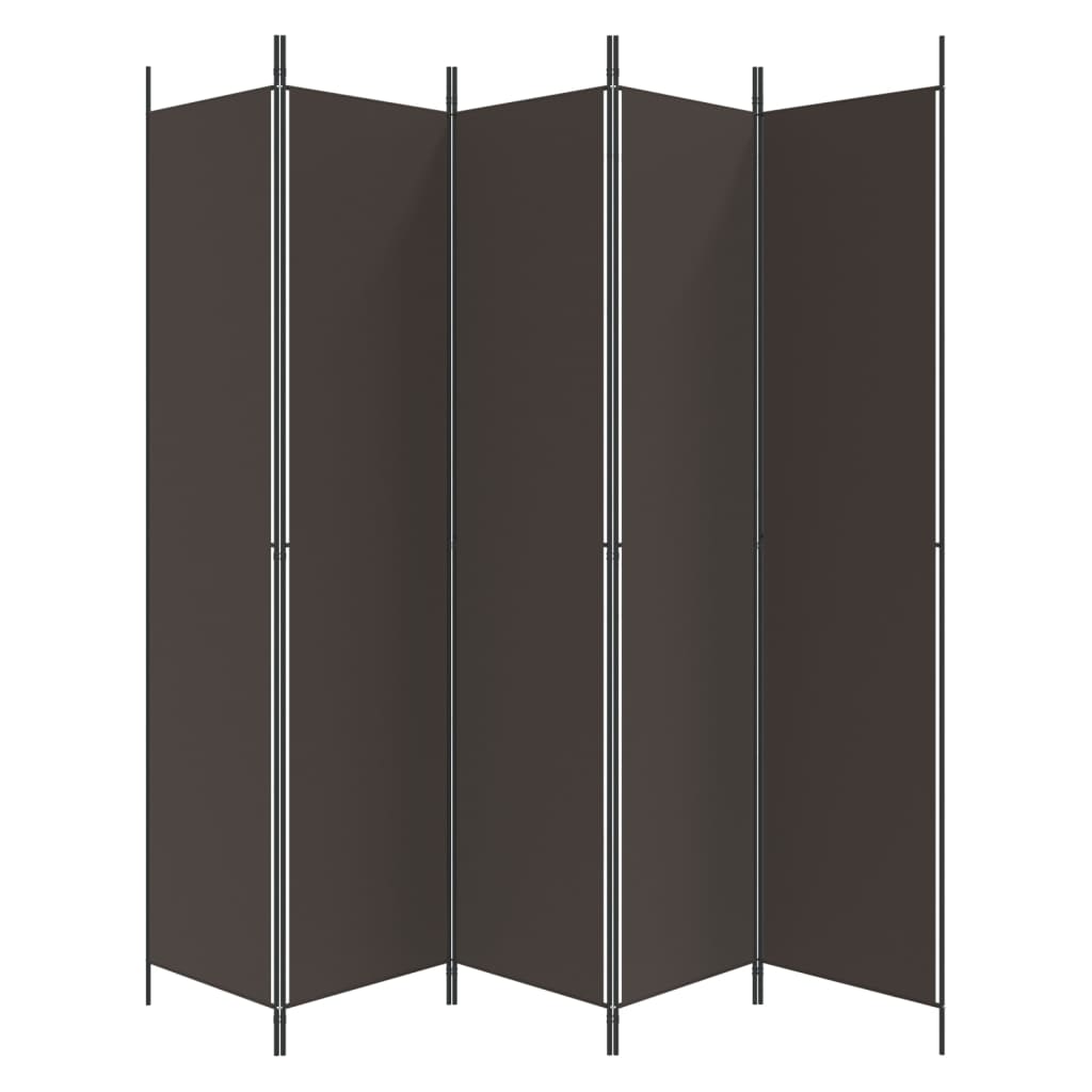 5-tlg. Paravent Braun 250x220 cm Stoff