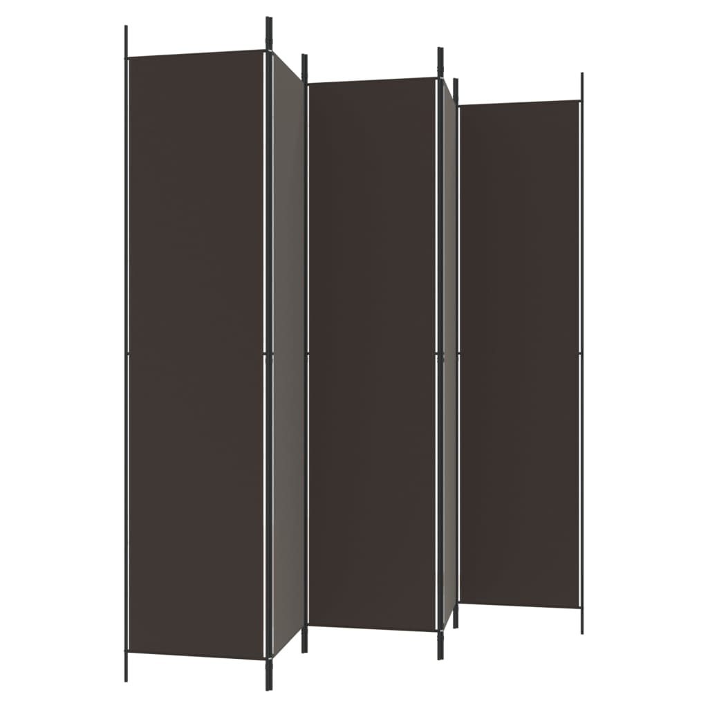5-tlg. Paravent Braun 250x220 cm Stoff