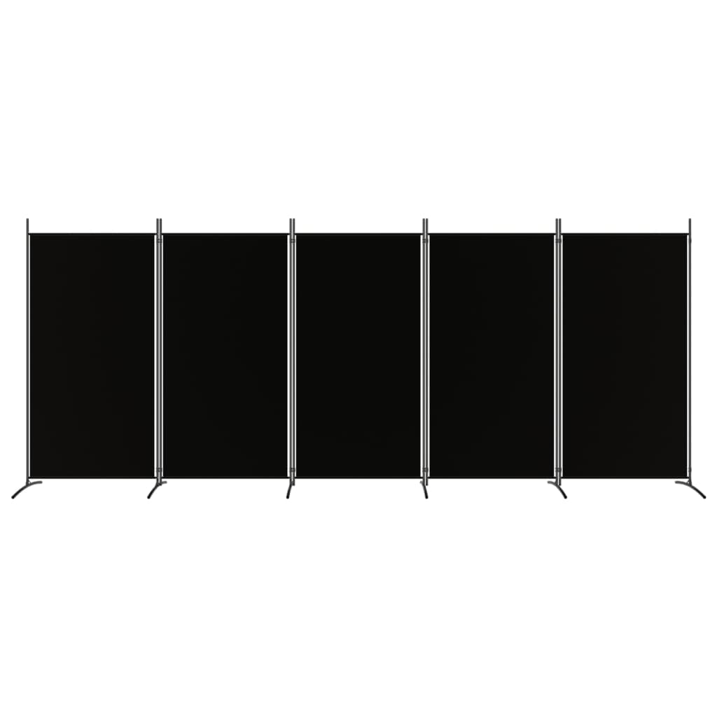 5-tlg. Paravent Schwarz 433x180 cm Stoff