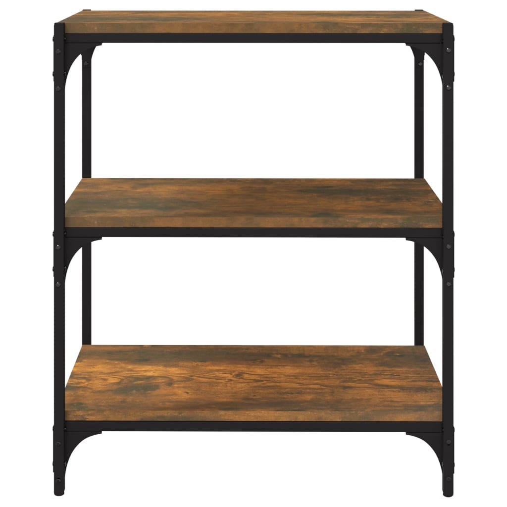 Bücherregal Räuchereiche 60x33x70,5 cm Holzwerkstoff und Stahl