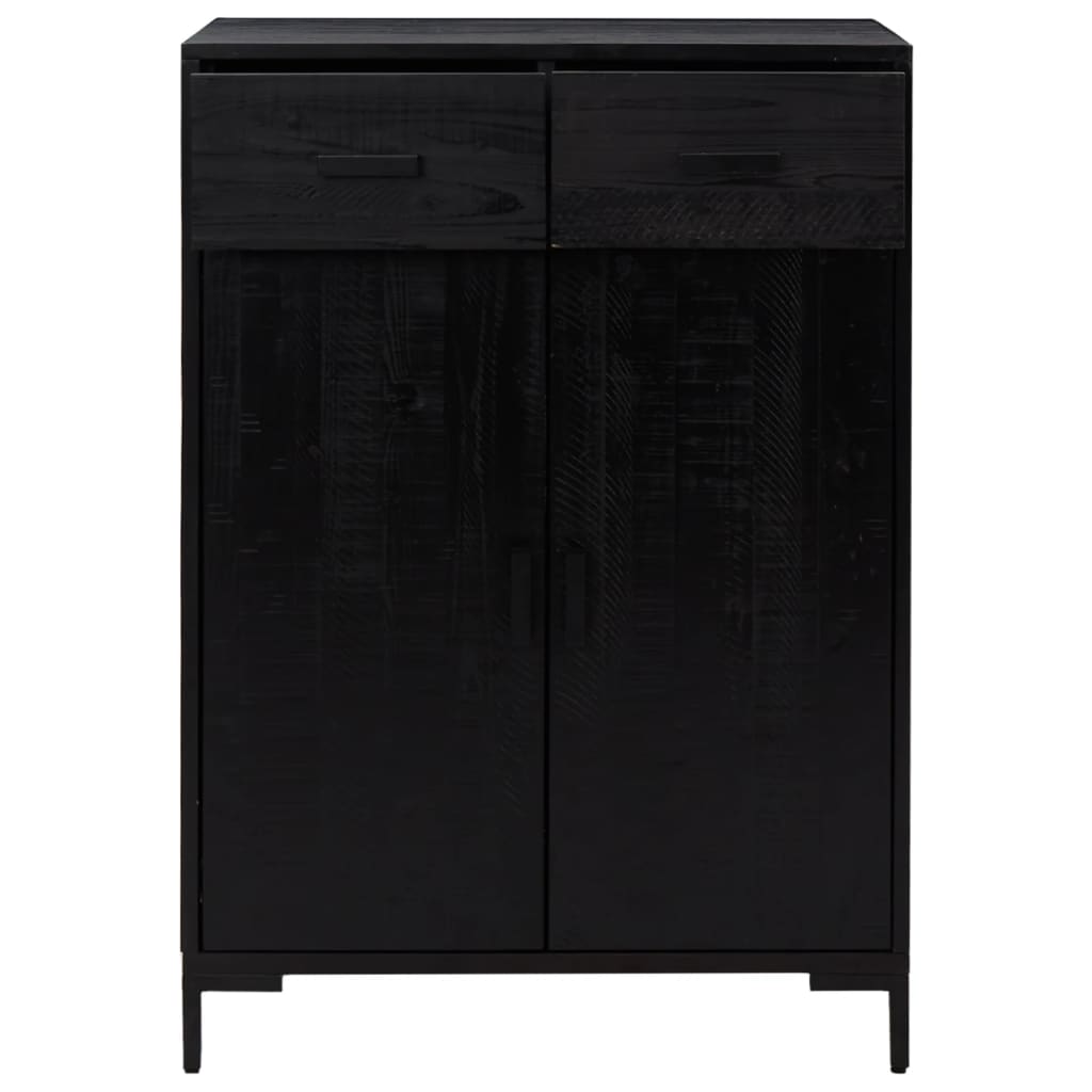 Shoe cabinet black 75x40x110 cm solid pine wood