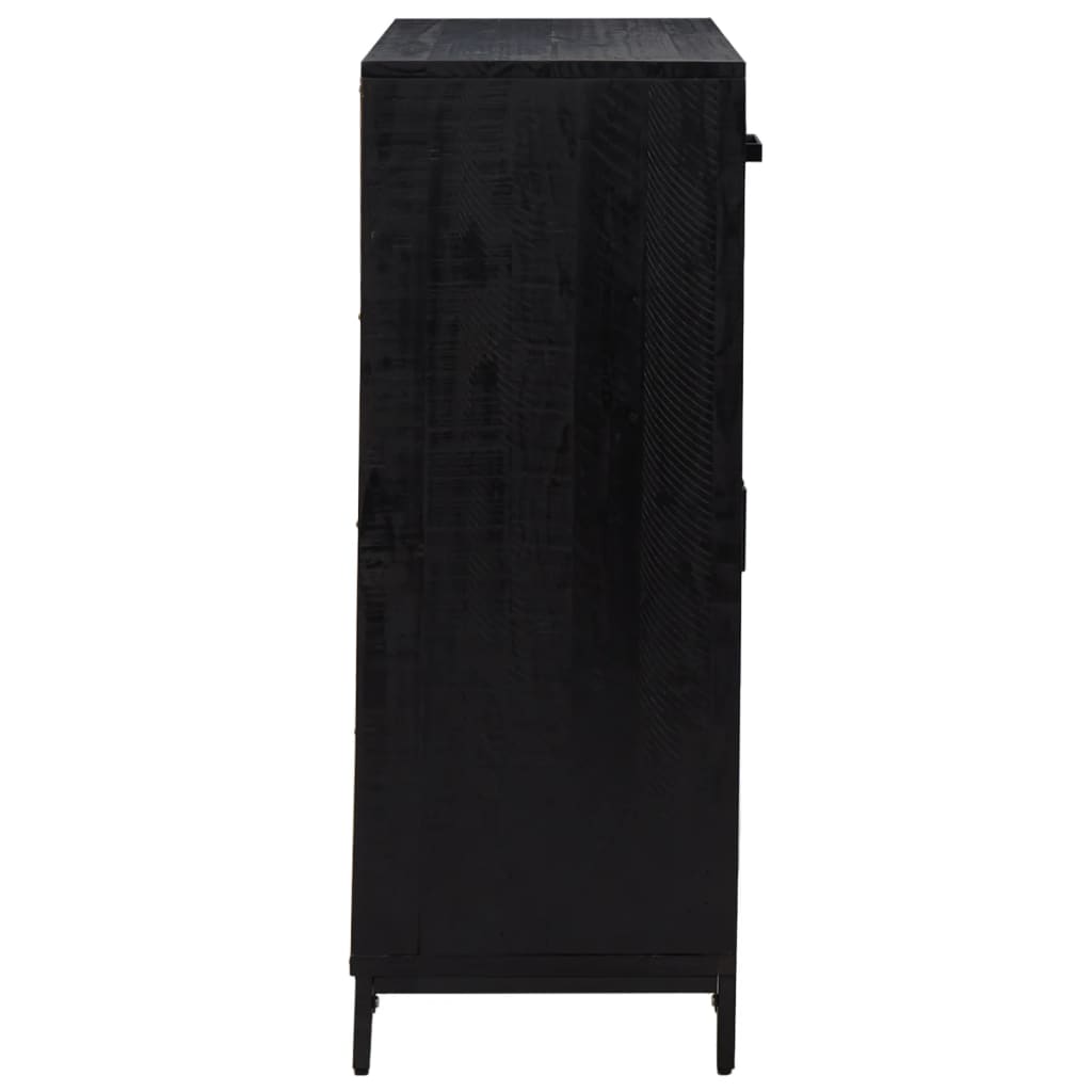 Shoe cabinet black 75x40x110 cm solid pine wood