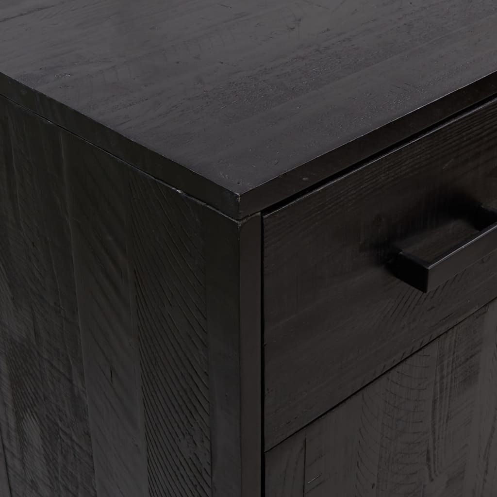 Shoe cabinet black 75x40x110 cm solid pine wood