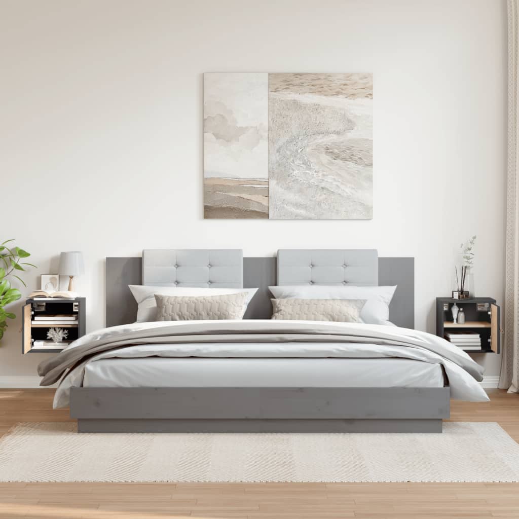 Wall Cabinets 2 pcs. Grey 31.5x30x30 cm Solid Pine