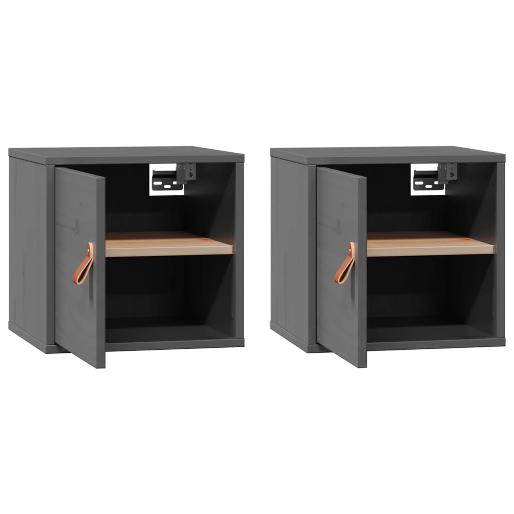 Wall Cabinets 2 pcs. Grey 31.5x30x30 cm Solid Pine