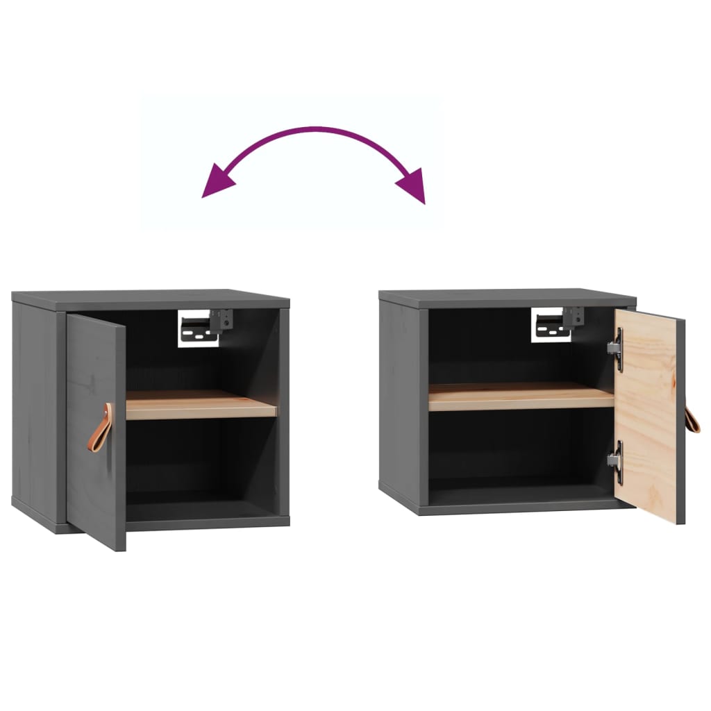 Wall Cabinets 2 pcs. Grey 31.5x30x30 cm Solid Pine