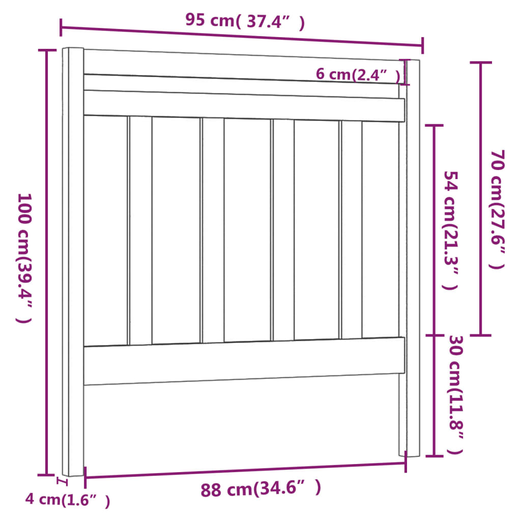 Headboard Grey 95x4x100 cm Solid Pine