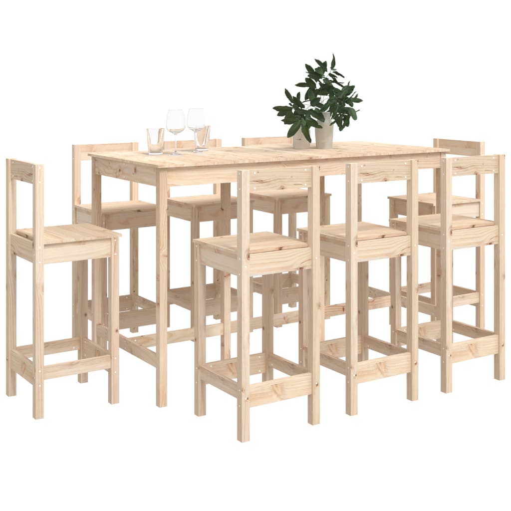 9-piece bar set made of solid pine
