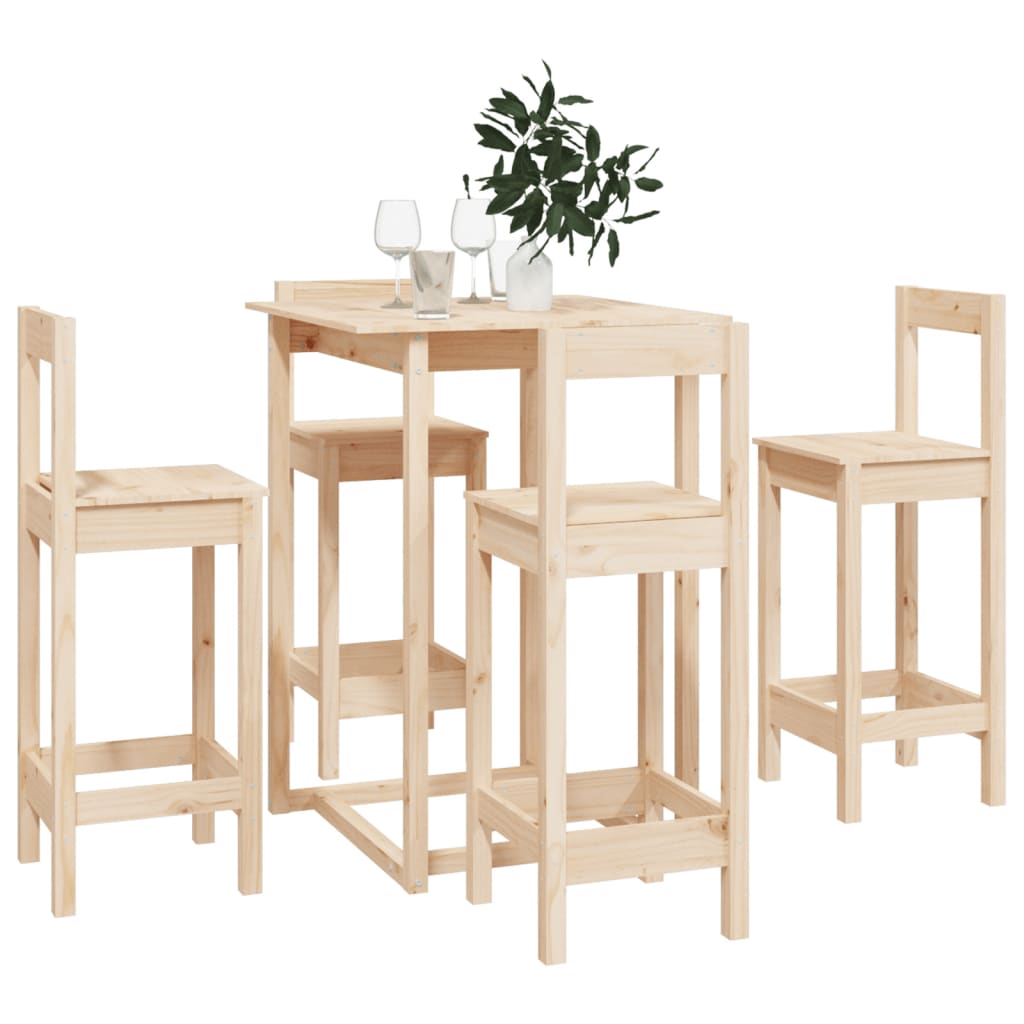5-piece bar set made of solid pine
