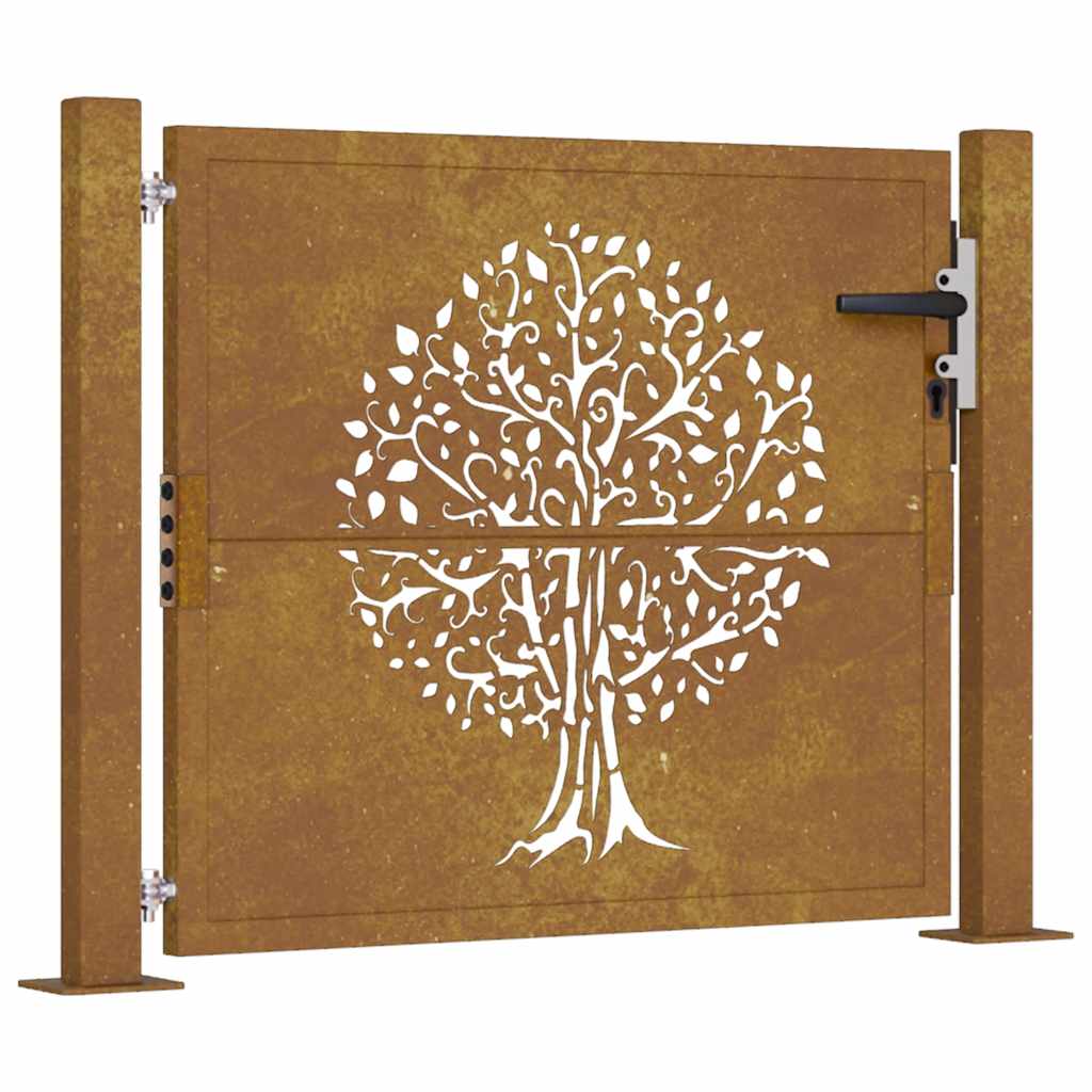Gartentor 105x80 cm Cortenstahl Baum-Design