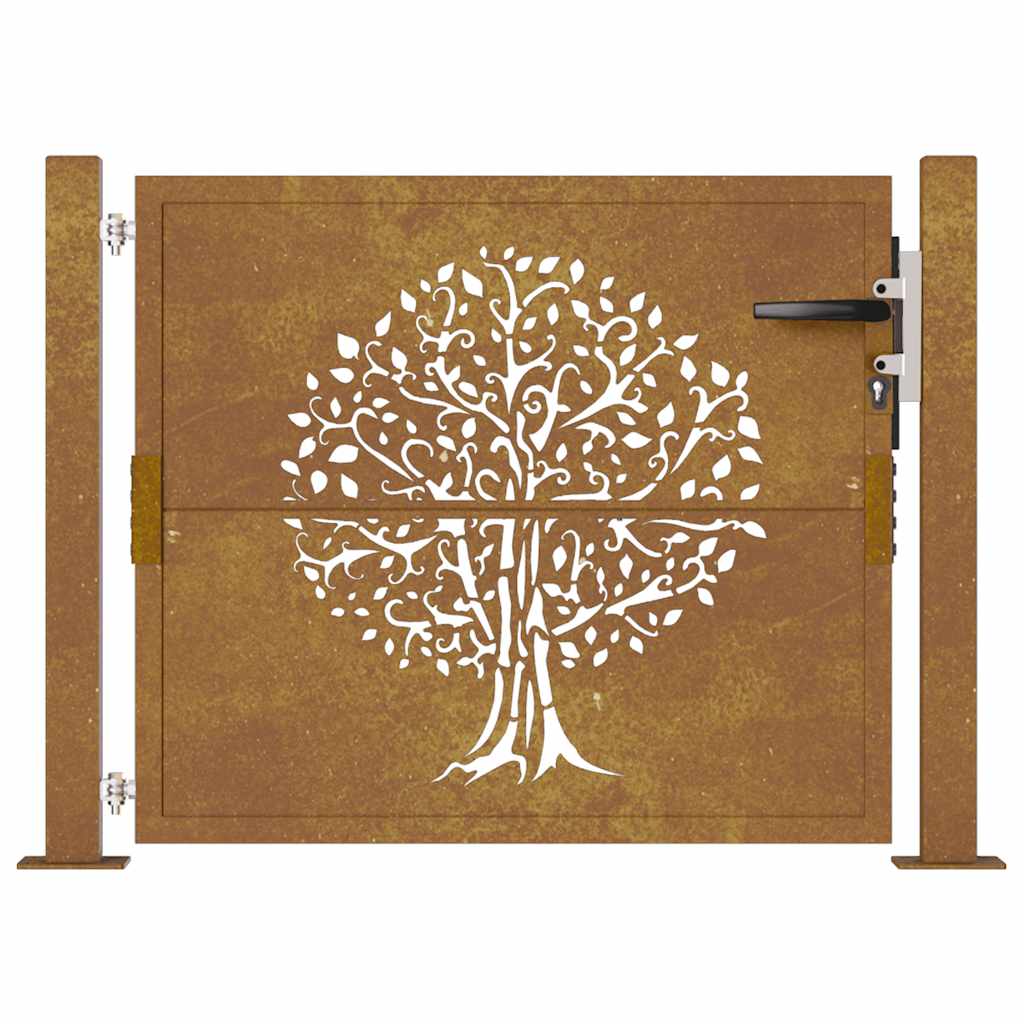 Gartentor 105x80 cm Cortenstahl Baum-Design