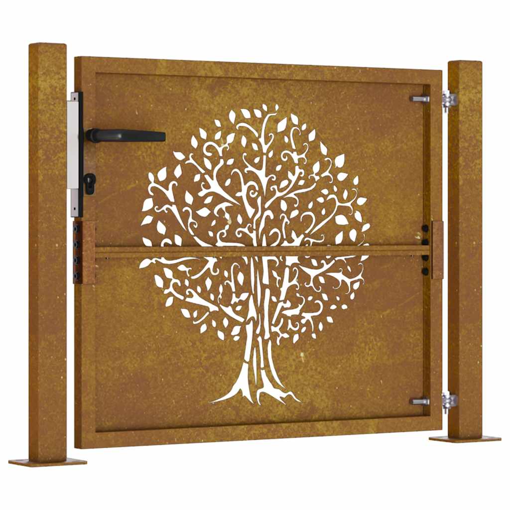 Gartentor 105x80 cm Cortenstahl Baum-Design