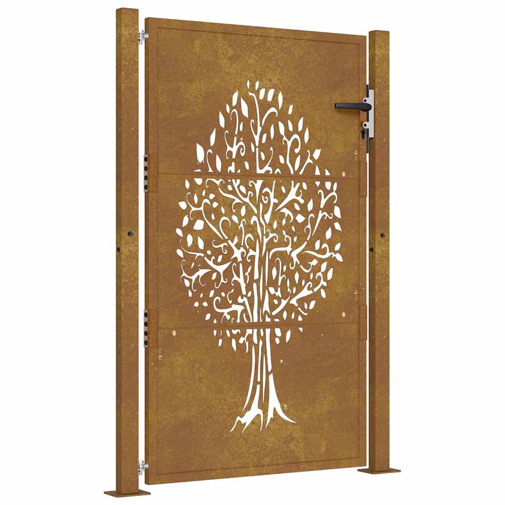 Gartentor 105x130 cm Cortenstahl Baum-Design