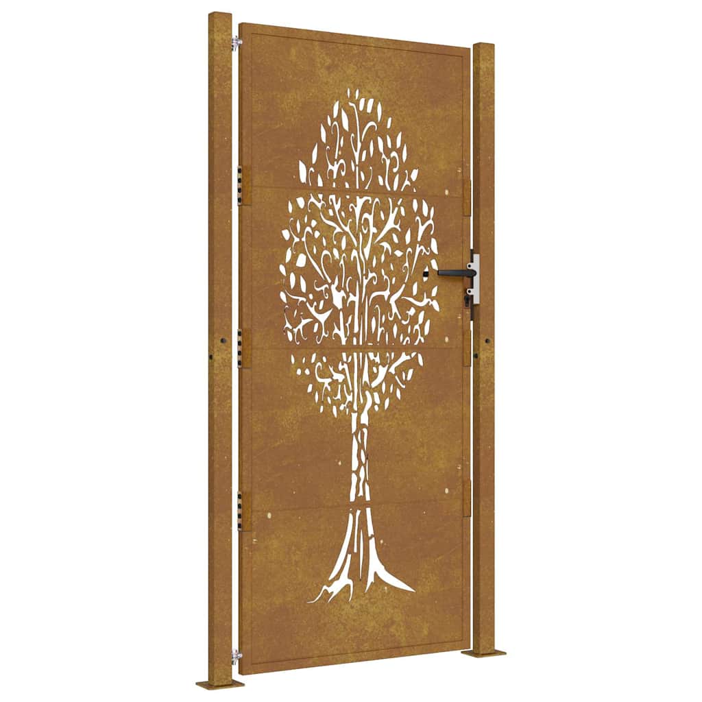 Gartentor 105x180 cm Cortenstahl Baum-Design