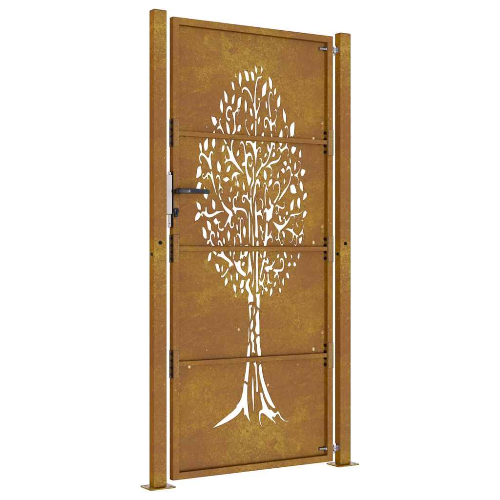 Gartentor 105x180 cm Cortenstahl Baum-Design