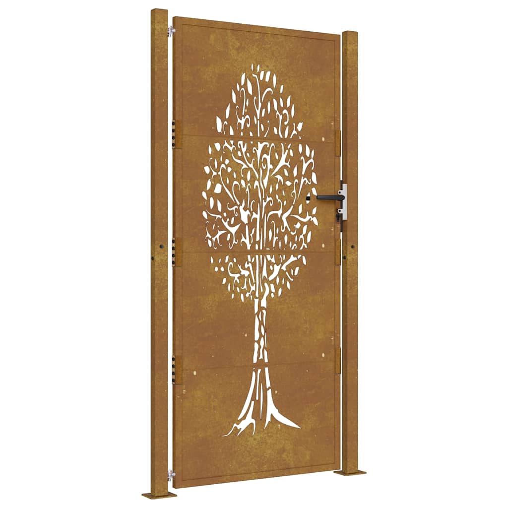 Gartentor 105x205 cm Cortenstahl Baum-Design
