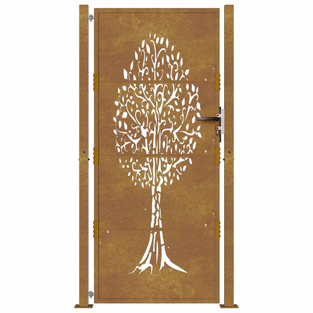 Gartentor 105x205 cm Cortenstahl Baum-Design