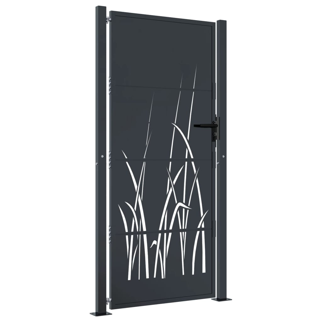 Gartentor Anthrazit 105x205 cm Stahl Gras-Design
