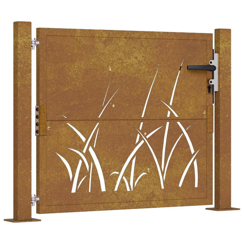 Gartentor 105x80 cm Cortenstahl Gras-Design