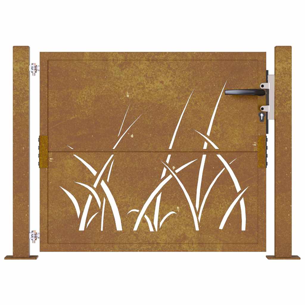 Gartentor 105x105 cm Cortenstahl Gras-Design