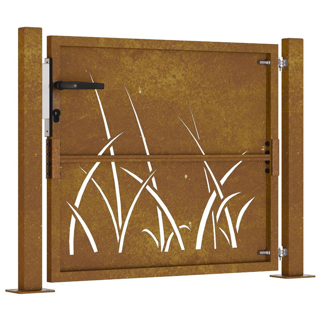 Gartentor 105x105 cm Cortenstahl Gras-Design
