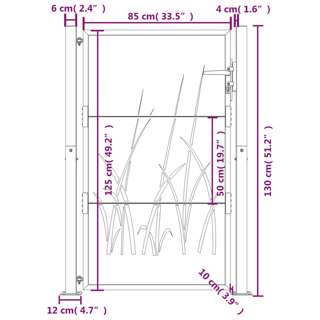 Gartentor 105x130 cm Cortenstahl Gras-Design