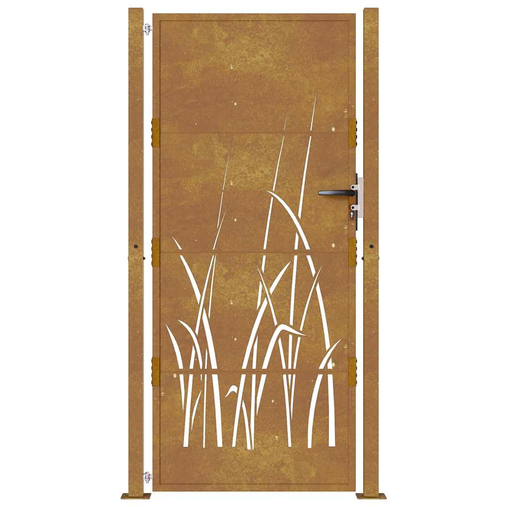 Gartentor 105x180 cm Cortenstahl Gras-Design