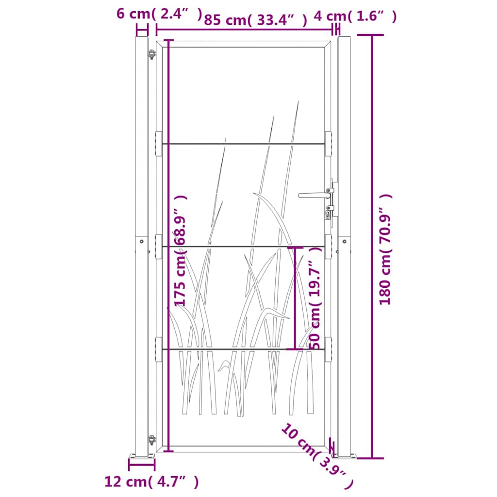 Gartentor 105x180 cm Cortenstahl Gras-Design