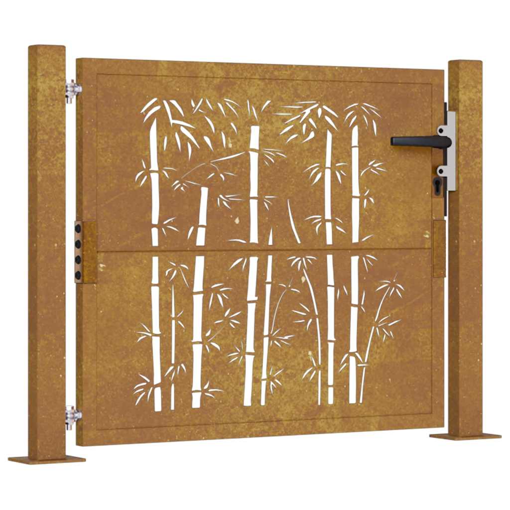Gartentor 105x80 cm Cortenstahl Bambus-Design