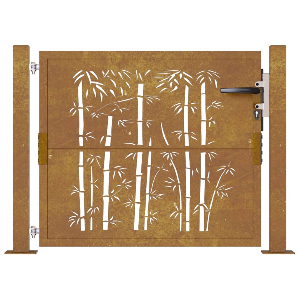 Garden gate 105x80 cm Corten steel bamboo design