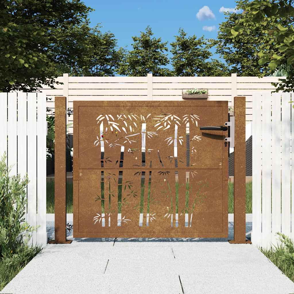 Gartentor 105x80 cm Cortenstahl Bambus-Design