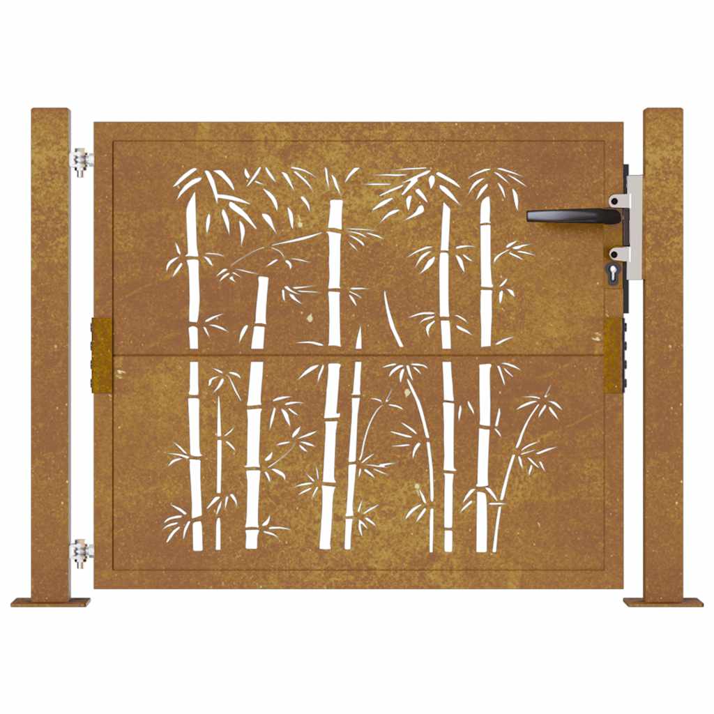 Gartentor 105x105 cm Cortenstahl Bambus-Design
