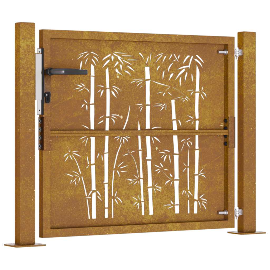Gartentor 105x105 cm Cortenstahl Bambus-Design